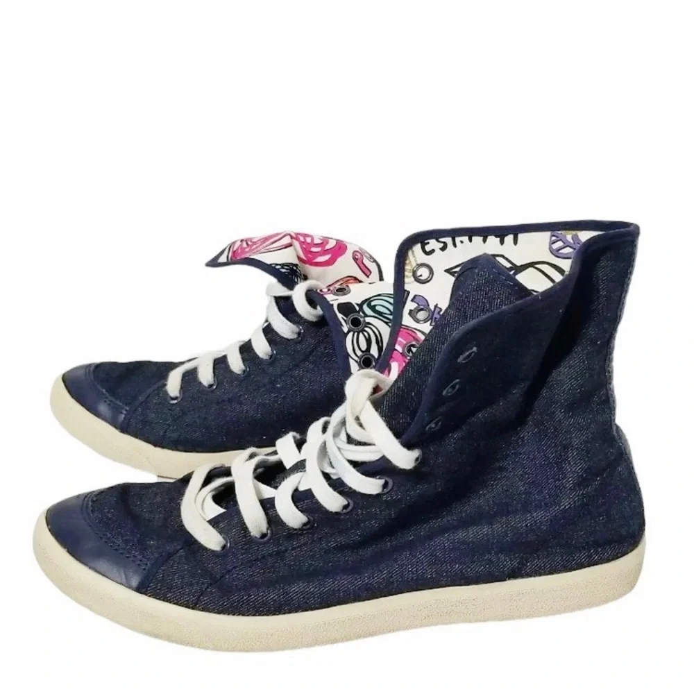 Coach Denim High Top Erikka Sneakers Size 6.5